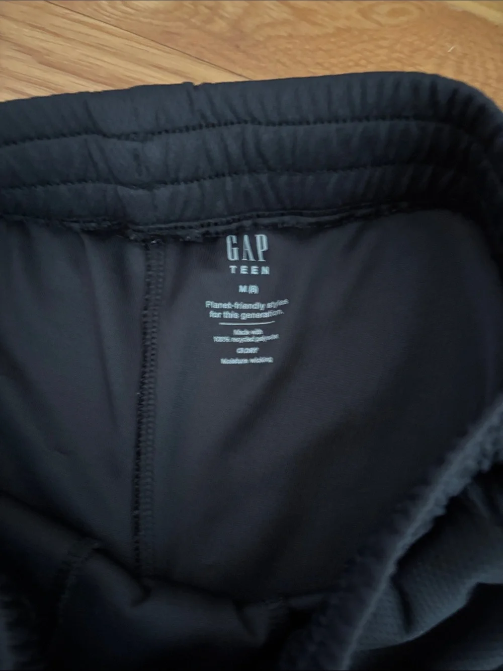 Boys GAP Black Athletic Shorts with Light Gray Hem